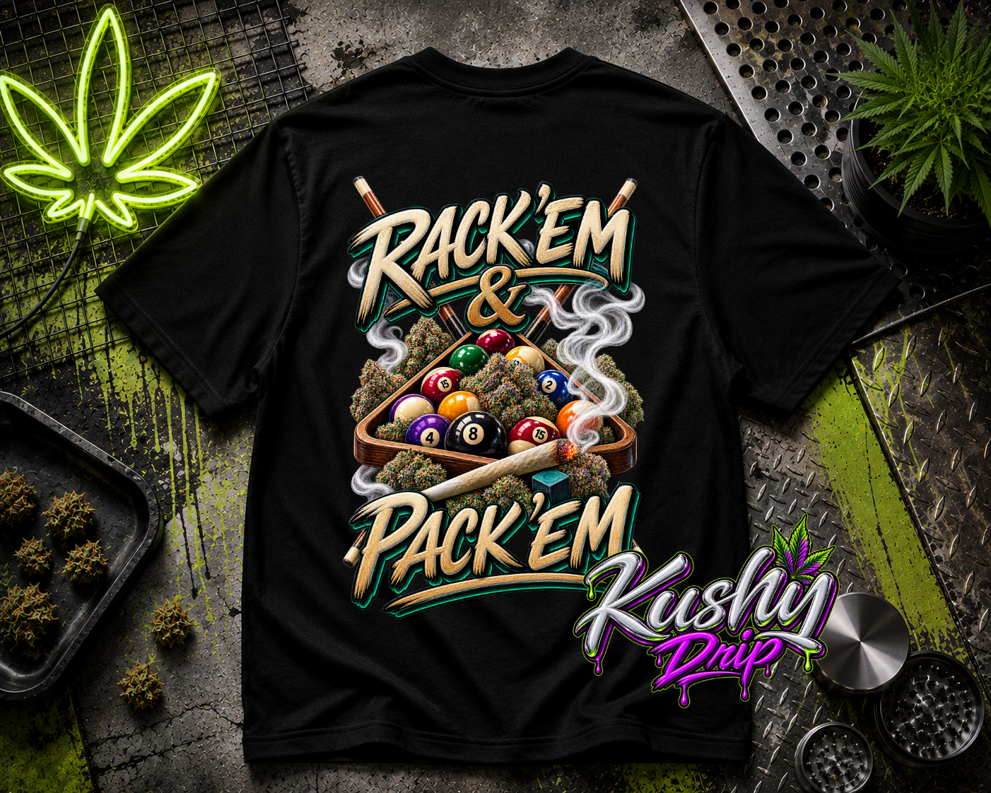 Rack em and Pack em Pool Graphic Tee